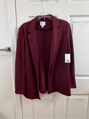 Nine West Women's Wine-Red Open Blazer